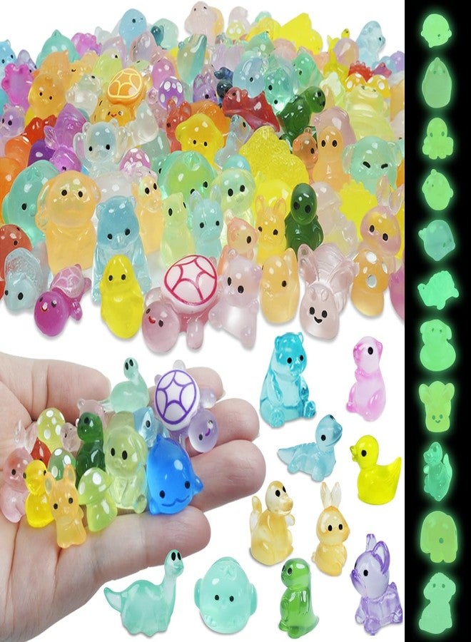 Piemow 180 Pcs Mini Resin Animals Kit - Luminous Tiny Resin Animals Figurines Accessories for Aquarium Fairy Garden Bonsai Decor - Image 1