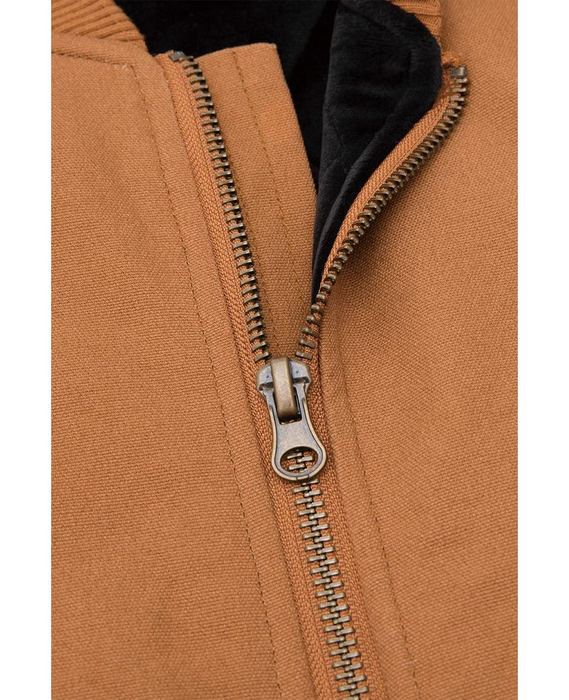 ZENTHACE Men's Washed Arctic-Quilt Lined Duck Vest Utility Rugged Canvas Work Vest Duck Brown L - Image 5