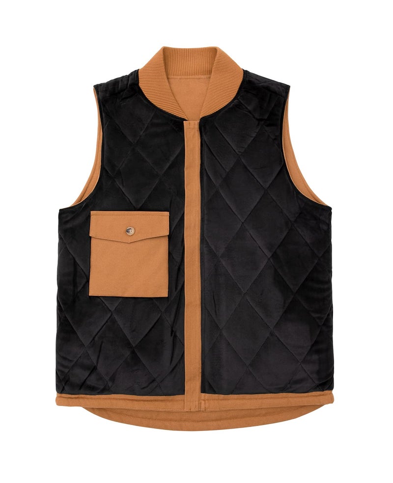 ZENTHACE Men's Washed Arctic-Quilt Lined Duck Vest Utility Rugged Canvas Work Vest Duck Brown L - Image 4