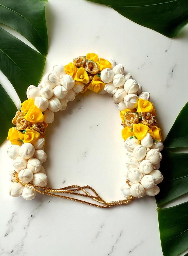 Chanderkash 1PC Artificial Gajra For Hair Bun - Mogra Gajra - Traditional Hair Bun Accessories For Women Wedding - Gajra Scrunchies For Women & Girls - Premium Jasmine Flower Hair Accessories - Image 4