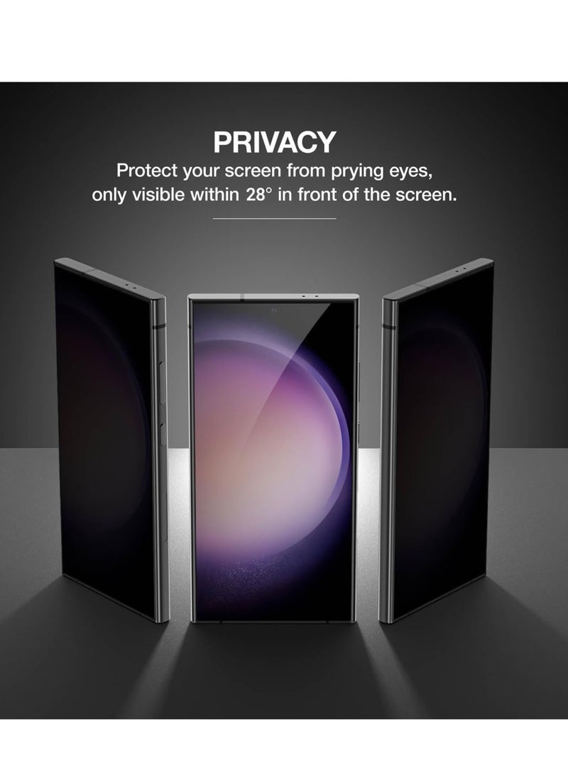 هيكسابيكس واقي شاشة الخصوصية Samsung S24 Ultra، واقي شاشة الخصوصية من الزجاج المقوى لهاتف Samsung Galaxy S24 Ultra 6.7 بوصة أسود - Image 2