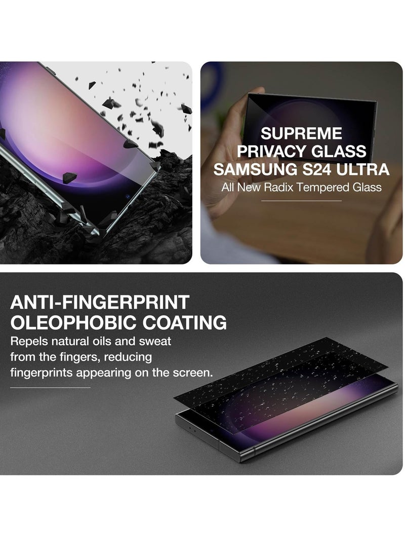 هيكسابيكس واقي شاشة الخصوصية Samsung S24 Ultra، واقي شاشة الخصوصية من الزجاج المقوى لهاتف Samsung Galaxy S24 Ultra 6.7 بوصة أسود - Image 4