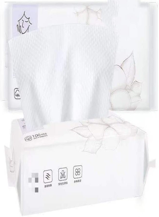 SYOSI Disposable Face Towel, 1 Pack  Super Soft Cotton Tissue Dry Wet Dual Use Newborn Cotton Facial Tissue for Baby, Suit for Sensitive Skin, Deeply Cleansing Make Up Wipes, Face Wipes, Facial Cleansing - Image 1