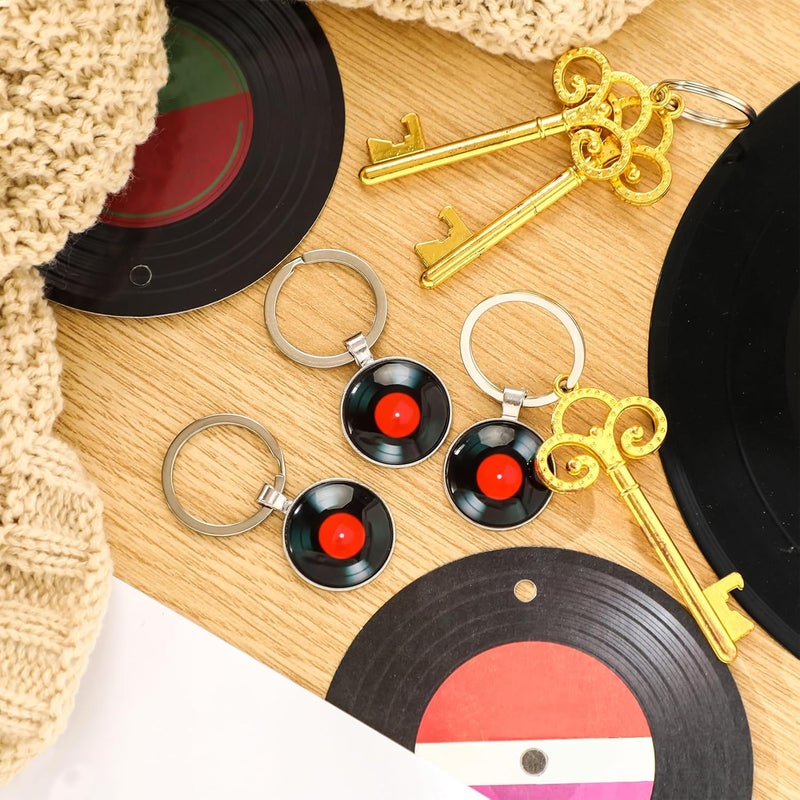 Sureio 10 Pcs Retro Vinyl Record Album Keychain Music Recording Player Metal Dj Pendant Charm Key Chain Gift for Music LoverRed - Image 4