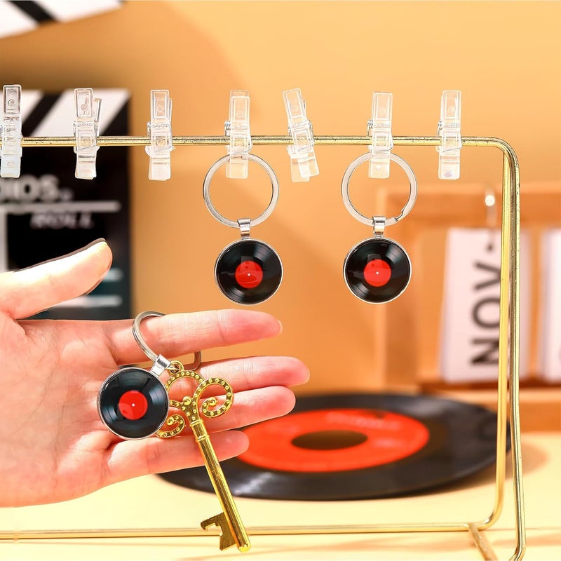 Sureio 10 Pcs Retro Vinyl Record Album Keychain Music Recording Player Metal Dj Pendant Charm Key Chain Gift for Music LoverRed - Image 3