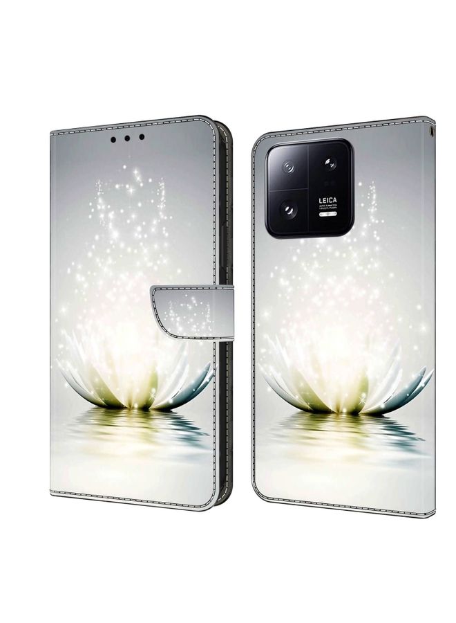 HuHa Case Cover For Xiaomi 13 Pro Crystal 3D Shockproof Protective Leather Phone Case Light Lotus 