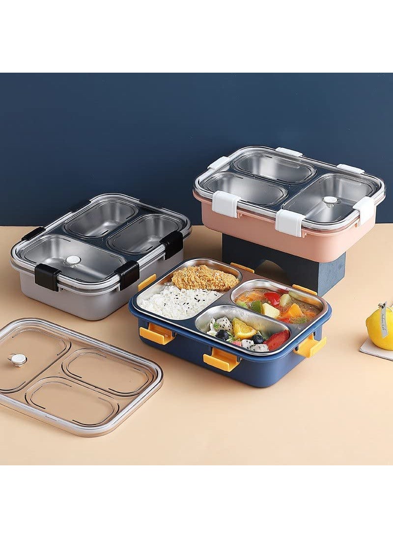 Deaver Lunch Box for Kids � 3 Compartment Insulated Lunch Box Stainless Steel Tiffin Box for Boys, Girls, School & Office Men 750 ml  - Image 1