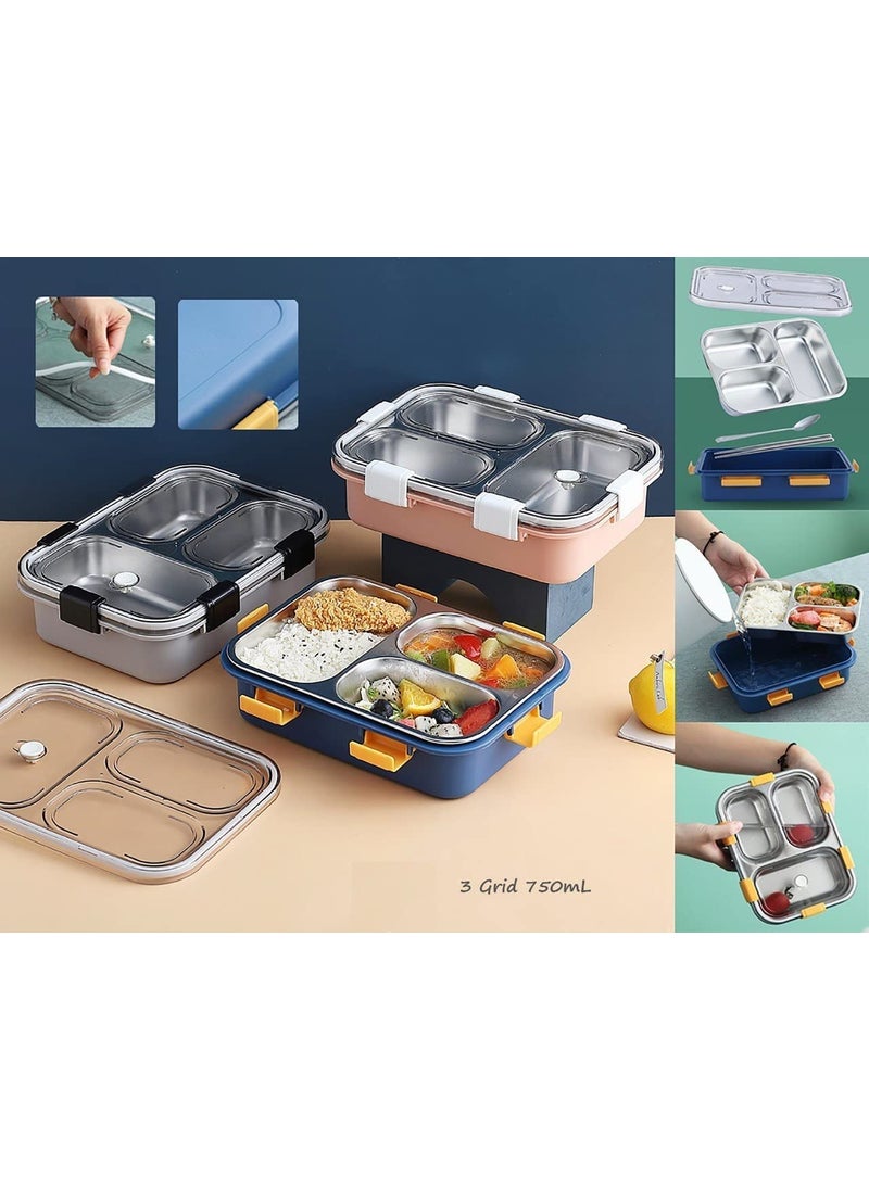 Deaver Lunch Box for Kids � 3 Compartment Insulated Lunch Box Stainless Steel Tiffin Box for Boys, Girls, School & Office Men 750 ml  - Image 3