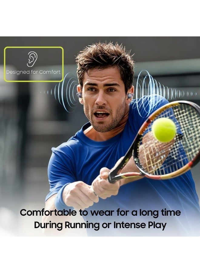 إلتقطه سماعات GRABIT G-SLYPZ لاسلكية بتقنية البلوتوث بتصميم مفتوح الأذن | سماعات رياضية بتقنية توصيل الهواء للجري والألعاب والمكالمات | تصميم خفيف ومريح مع صوت ستيريو عالي الدقة (بنفسجي). - Image 5