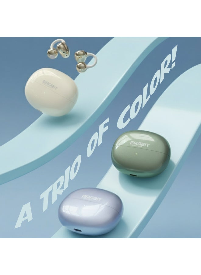 إلتقطه سماعات GRABIT G-SLYPZ لاسلكية بتقنية البلوتوث بتصميم مفتوح الأذن | سماعات رياضية بتقنية توصيل الهواء للجري والألعاب والمكالمات | تصميم خفيف ومريح مع صوت ستيريو عالي الدقة (بنفسجي). - Image 3