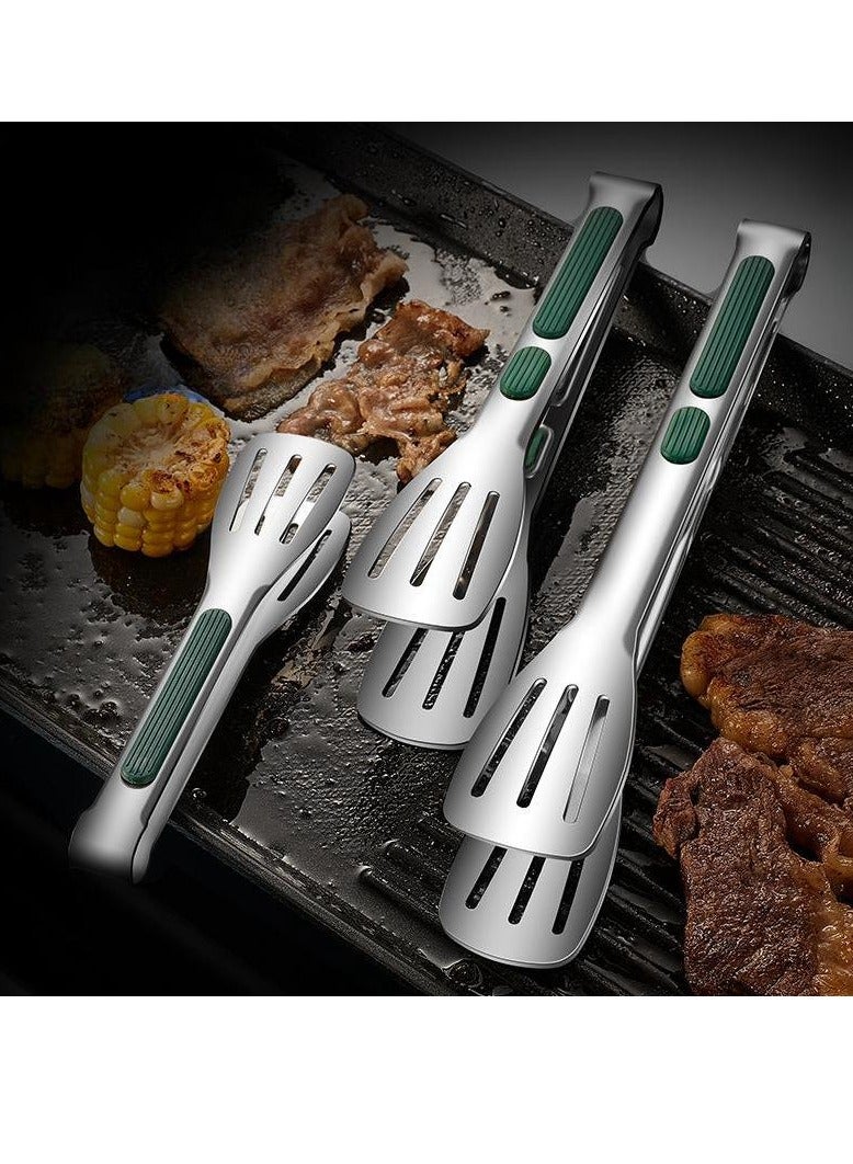 ميكسد ثلاثة قطعة الفولاذ المقاوم للصدأ المضادة للانزلاق كماشة عالية مقاومة للحرارة كماشة المطبخ ، وتستخدم لطهي سلطة الشواء - Image 1