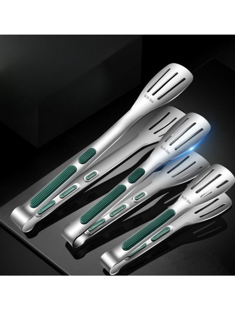 ميكسد ثلاثة قطعة الفولاذ المقاوم للصدأ المضادة للانزلاق كماشة عالية مقاومة للحرارة كماشة المطبخ ، وتستخدم لطهي سلطة الشواء - Image 2