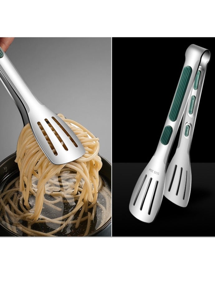 ميكسد ثلاثة قطعة الفولاذ المقاوم للصدأ المضادة للانزلاق كماشة عالية مقاومة للحرارة كماشة المطبخ ، وتستخدم لطهي سلطة الشواء - Image 3