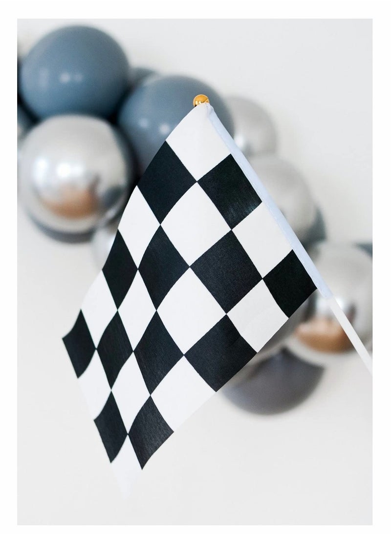 Excefore Hand Held Stick Flags, 20 Pack 8"x5.5" Black and White Checkered Racing Stick Flag for Race Party Supplies  - Image 3
