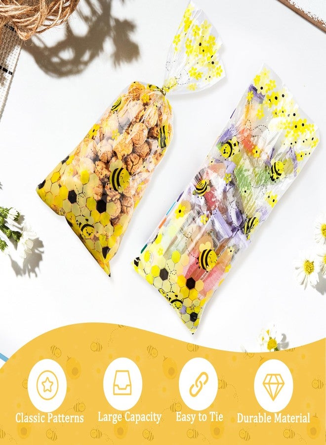 Resflyar 110 Pack Bee Party Cellophane Treat Bags Honey Bee Plastic Candy Goodie Gift Favors Bags with 110 Twist Ties for Kid Birthday Baby Shower Party Supplies - Image 4