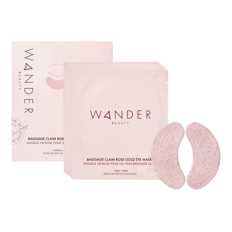 Wander Beauty Baggage Claim - Rose Gold Foil Under Eye Patches For Dark Circles and Puffiness - Under Eye Mask Depuffs & Firms - Brightening Eye Mask for Under Eye Bags (6 Pairs) - Image 1