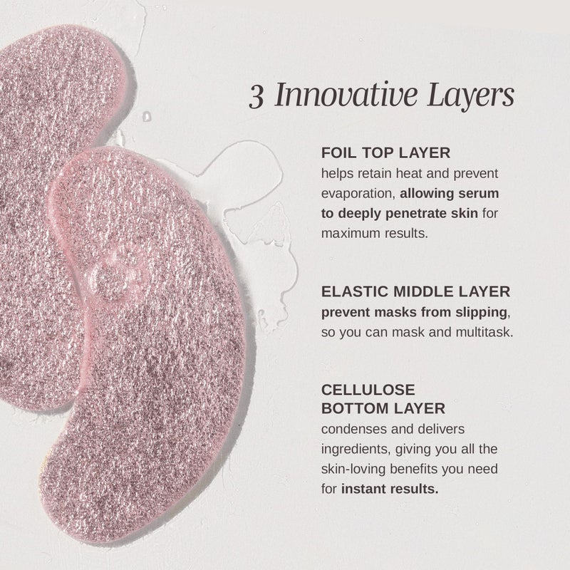 Wander Beauty Baggage Claim - Rose Gold Foil Under Eye Patches For Dark Circles and Puffiness - Under Eye Mask Depuffs & Firms - Brightening Eye Mask for Under Eye Bags (6 Pairs) - Image 2