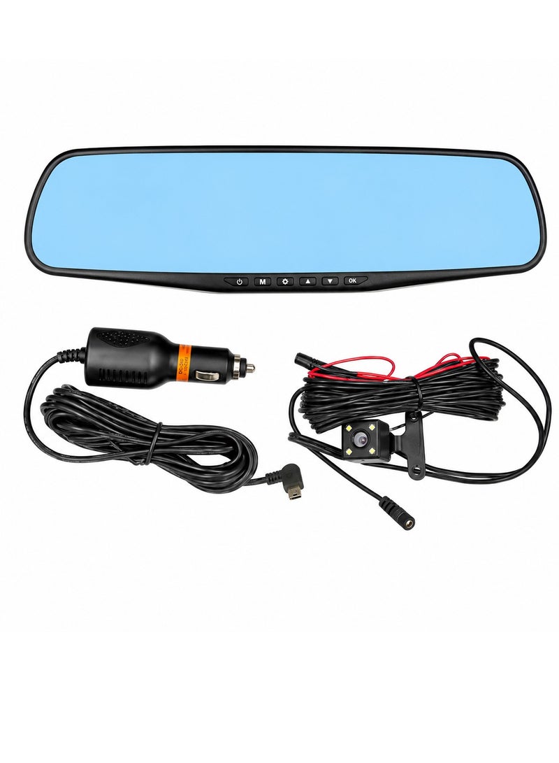 1080P Vehicle Blackbox DVR Rear View Mirror Dash Camera, Dual Lens Car Driving Recorder, HD Rearview Mirror Camera with Night Vision, Parking Monitor, Loop Recording, G-Sensor, Wide Angle Lens, Motion Detection, Car DVR Video Recorder - Image 3