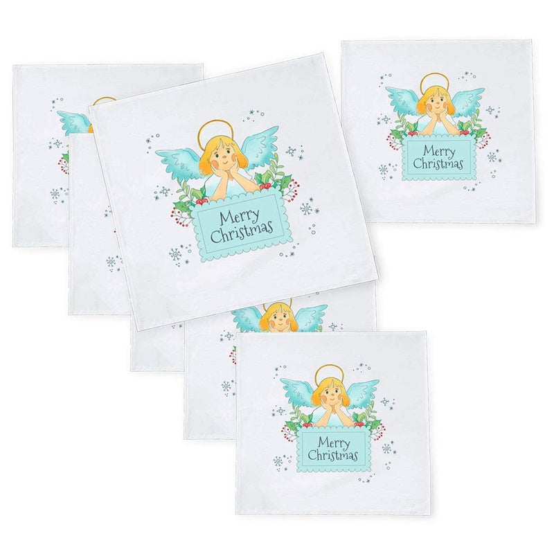 Khakee 6 Pcs Christmas Theme Tafta Silk Table Napkins 10x 10 for Xmas Decoration Christmas OrnamentsChristmas Gift npxmas088P - Image 1