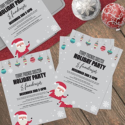 Canopy Street Jolly Santa Holiday Letterhead / 50 Sheets 8.5" x 11" Santa And Ornaments Design/Modern Gray Paper/Charming Christmas Letterhead - Image 5