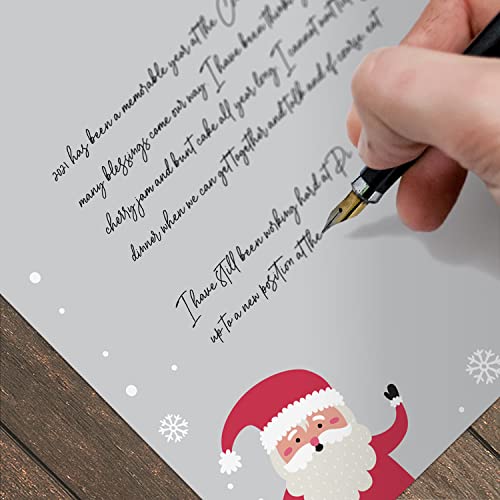 Canopy Street Jolly Santa Holiday Letterhead / 50 Sheets 8.5" x 11" Santa And Ornaments Design/Modern Gray Paper/Charming Christmas Letterhead - Image 3