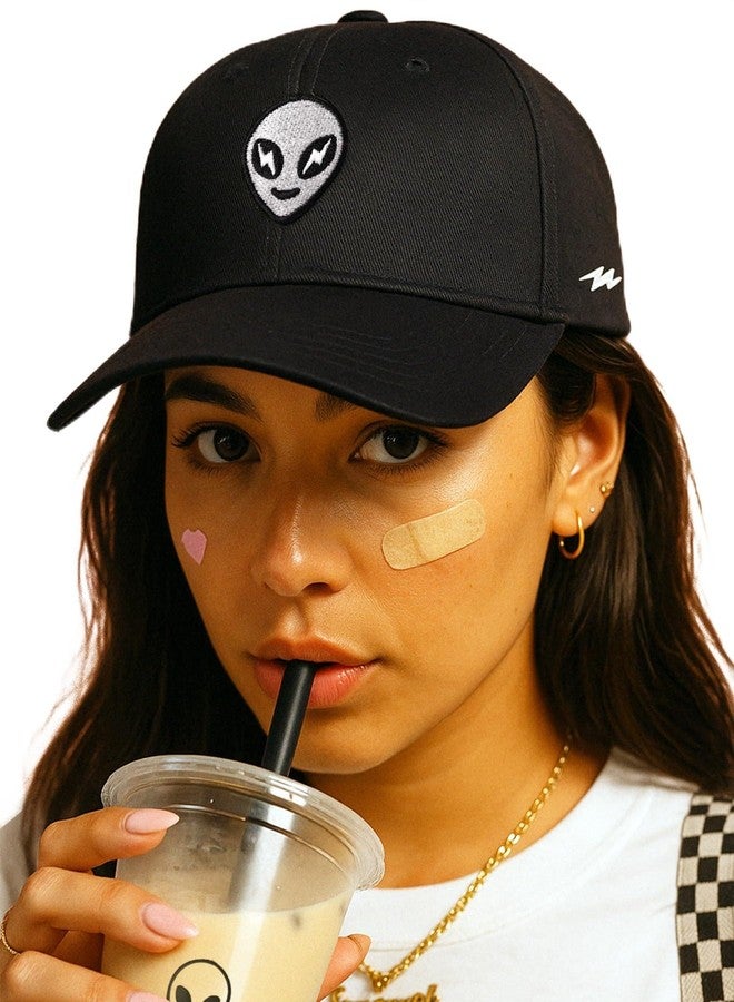 Supervek Alien Black Baseball Cap - Premium Snapback Cap for Men & Women - Stylish Travel Streetwear - Baseball Caps for Men - Original Caps for Men - GenZ Fashion Accessory - Image 1