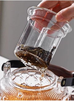 LOOPITYS 1000ml glass teapot with detachable filter and wooden lid, borosilicate glass teapot for boiling tea (transparent)  - Image 5