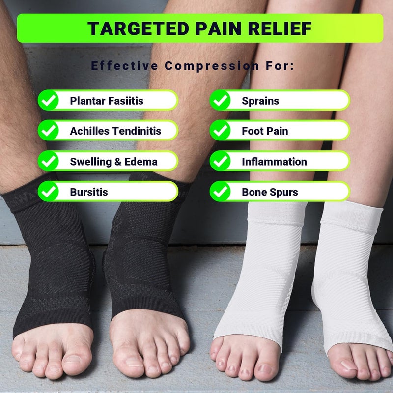 Compression Ankle Brace Sleeve - Plantar Fasciitis Relief Sock for Achilles Tendonitis and Joint Pain - Image 2