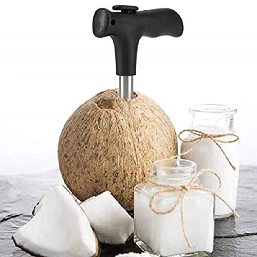 Baskety Coconut Opener Knife Stainless Steel Tool Set Coconut Drill for Straw Hole with Meat Removal Knife (2 Piece Set) - Image 5