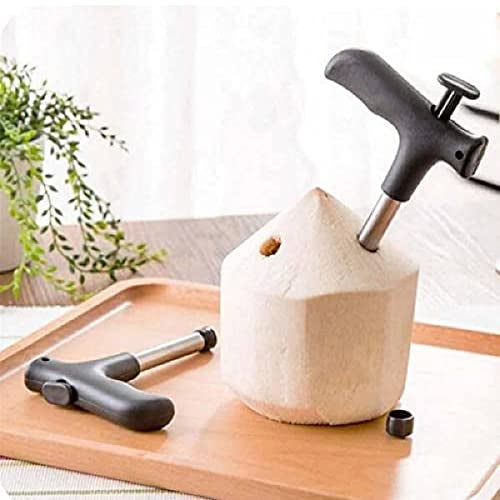 Baskety Coconut Opener Knife Stainless Steel Tool Set Coconut Drill for Straw Hole with Meat Removal Knife (2 Piece Set) - Image 3