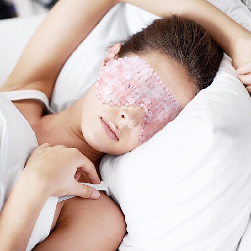 gemshan Quartz Eye Mask, Rose Jade Eye Mask Natural Crystal Sleep Mask, Eliminate Wrinkles Puffiness Headache and Migraine Relief Mask (#2-Rose Quartz) - Image 4