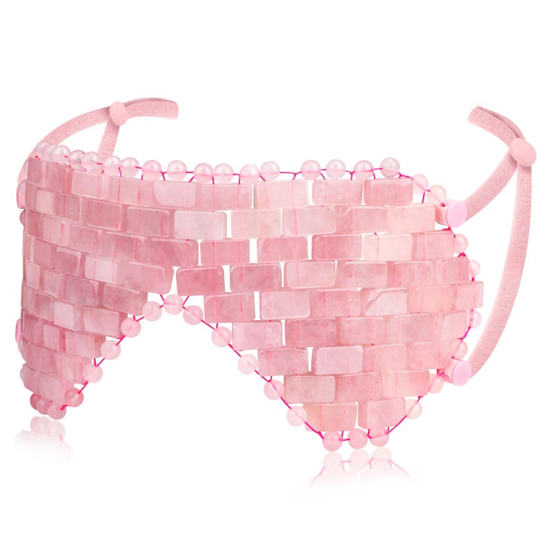 gemshan Quartz Eye Mask, Rose Jade Eye Mask Natural Crystal Sleep Mask, Eliminate Wrinkles Puffiness Headache and Migraine Relief Mask (#2-Rose Quartz) - Image 1