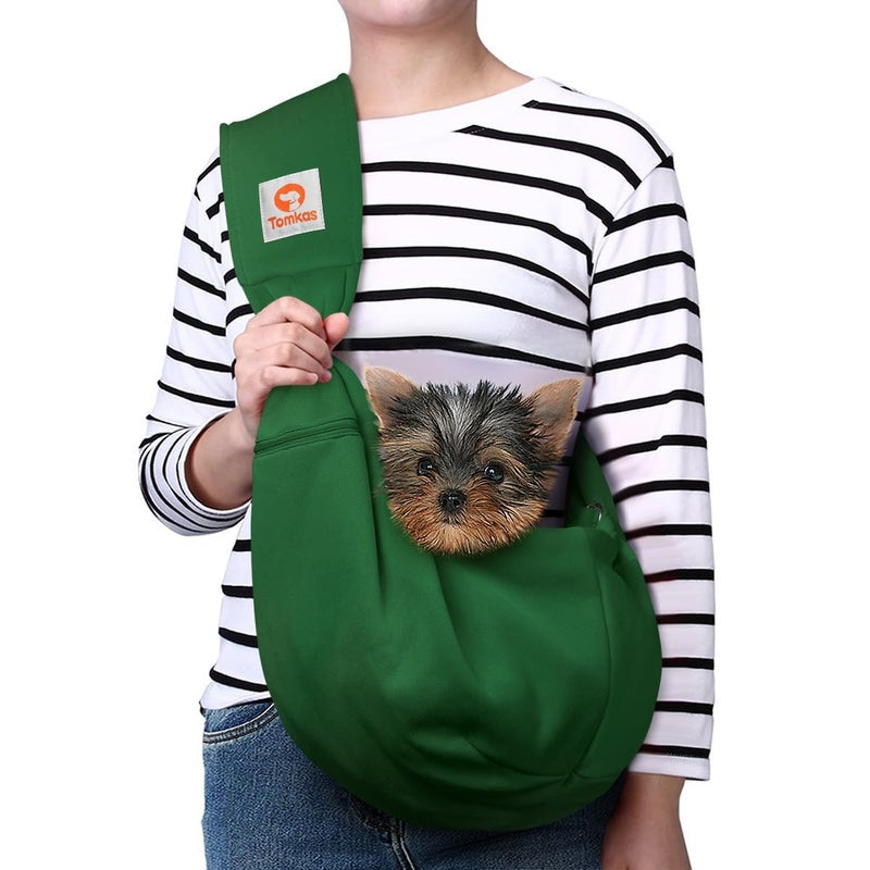 Tomkas Dog Sling Carrier for Small Dogs Puppy Carrier for Small Dogs (Emerald Green, Adjustable Strap & Zipper Pocket) - Image 1