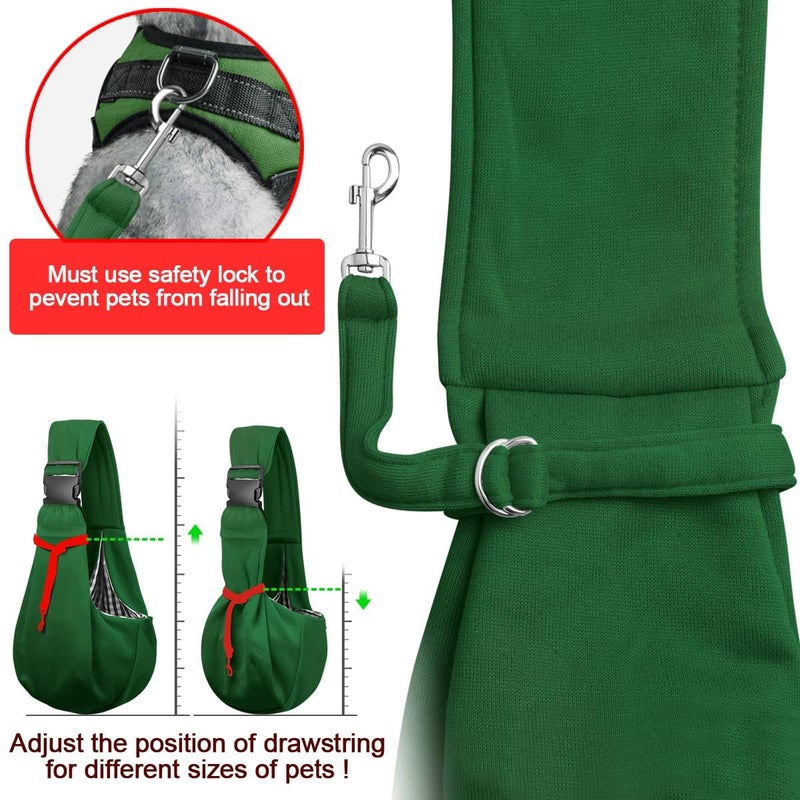 Tomkas Dog Sling Carrier for Small Dogs Puppy Carrier for Small Dogs (Emerald Green, Adjustable Strap & Zipper Pocket) - Image 4
