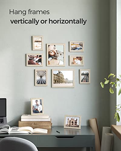 SONGMICS Picture Frames, Collage Picture Frames Set of 10, Two 8x10, Four 5x7, Four 4x6, Photo Frame for Wall Gallery Decor, Table Display, Glass, Natural Beige URPF010N01 - Image 2