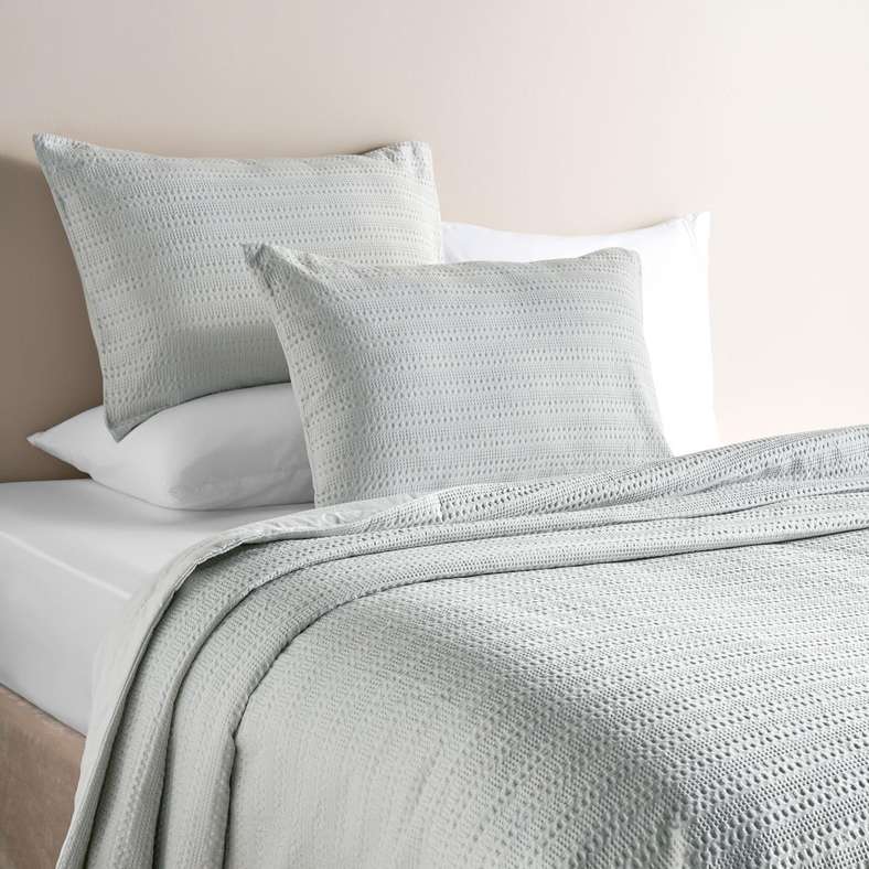 Waffle Stripe 3- piece Quilted Bedspread Set 220x240cm - Grey Mist - 121KEM9900615