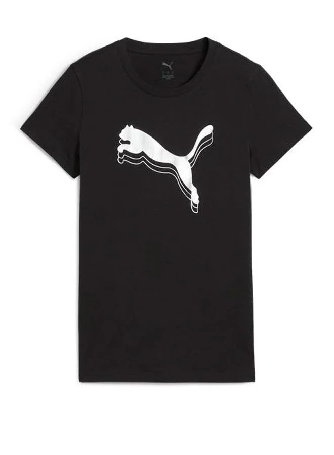 PUMA puma black-metallic silver Essential Logo Metallic T-Shirt for Women | Best Price UAE