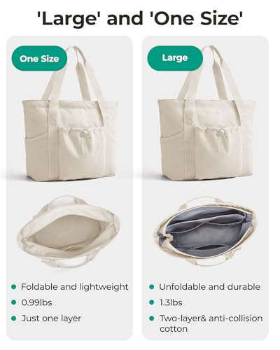 BAGSMART Foldable Tote Bag with Drawstring Bag Large Tote Bag Shoulder Bag Top Handle Handbag for Travel Work Beach Gym - Image 3