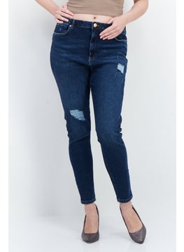 Miss Selfridge Women Super Skinny Fit Stretchable High Waist Rip Jeans, Blue  - Image 1