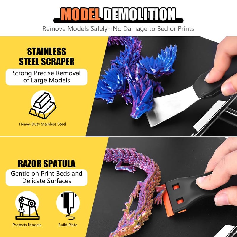 Serplex طقم أدوات طباعة ثلاثية الأبعاد مع حقيبة تخزين، يتضمن مكاشط، ملاقط، كماشة، فرش، أدوات تنظيف الفوهة، مفاتيح ربط والمزيد، طقم صيانة وإصلاح الطابعة ثلاثية الأبعاد - Image 4