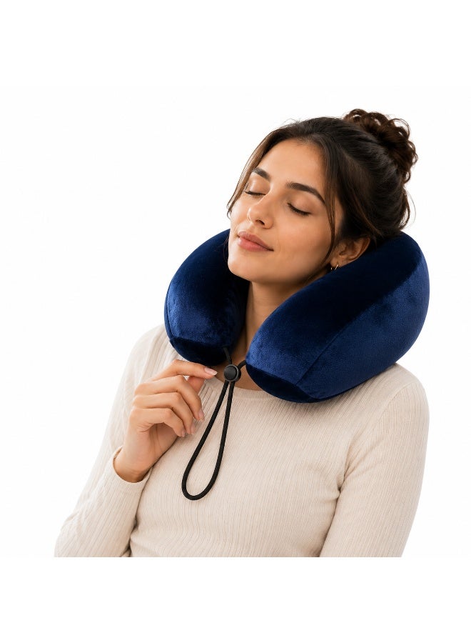 Memory Foam Bed Pillow, Soft Neck Pillow with Removable Velvet Cover for Home, Travel and Office - Image 1