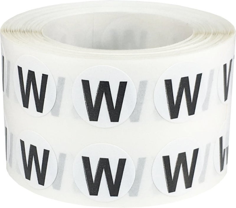 InStockLabels.com Letter W Inventory Labels .5 Inch Round Circle Dots 1,000 Adhesive Stickers - Image 1