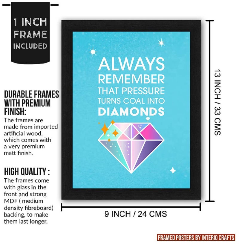 Interio Crafts Pressure Create Diamond Motivational Quotes Poster With Synthetic Wood Frame (13X10 Inches, Black) - Image 4