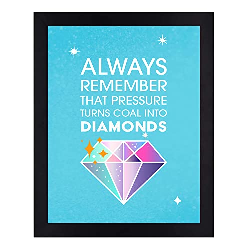 Interio Crafts Pressure Create Diamond Motivational Quotes Poster With Synthetic Wood Frame (13X10 Inches, Black) - Image 1