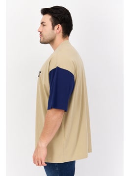 Wrangler Men Crew Neck Short Sleeves Brand Logo T-Shirt, Tan  - Image 2