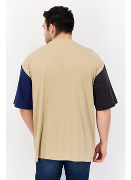 Wrangler Men Crew Neck Short Sleeves Brand Logo T-Shirt, Tan  - Image 3