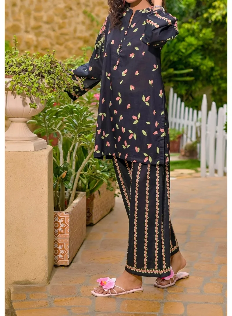 sachin and babi light blue dress Black pakistani printed casual suit 1144 – Pehnava Lawns main image 0