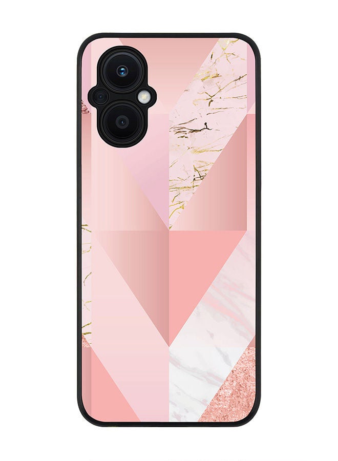 Stylizedd Rugged Black edge case for Oppo Reno7 Z  Slim fit Soft Case Flexible Rubber Edges Anti Drop TPU Gel Thin Cover - Marble Pink Vintage - Image 1