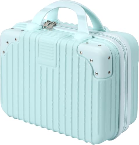 SUNBEET Mini Hard Shell Hard Travel Luggage Makeup Case Small Portable Carrying Case Suitcase Organizer Makeup Storage Box for Women (B-Sky-Blue) - Image 1