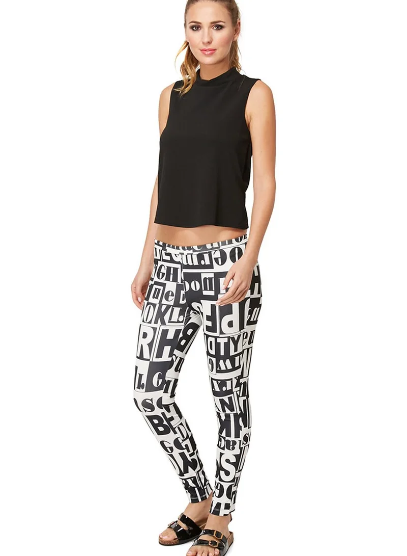 Velvet Fox Letter Print Leggings